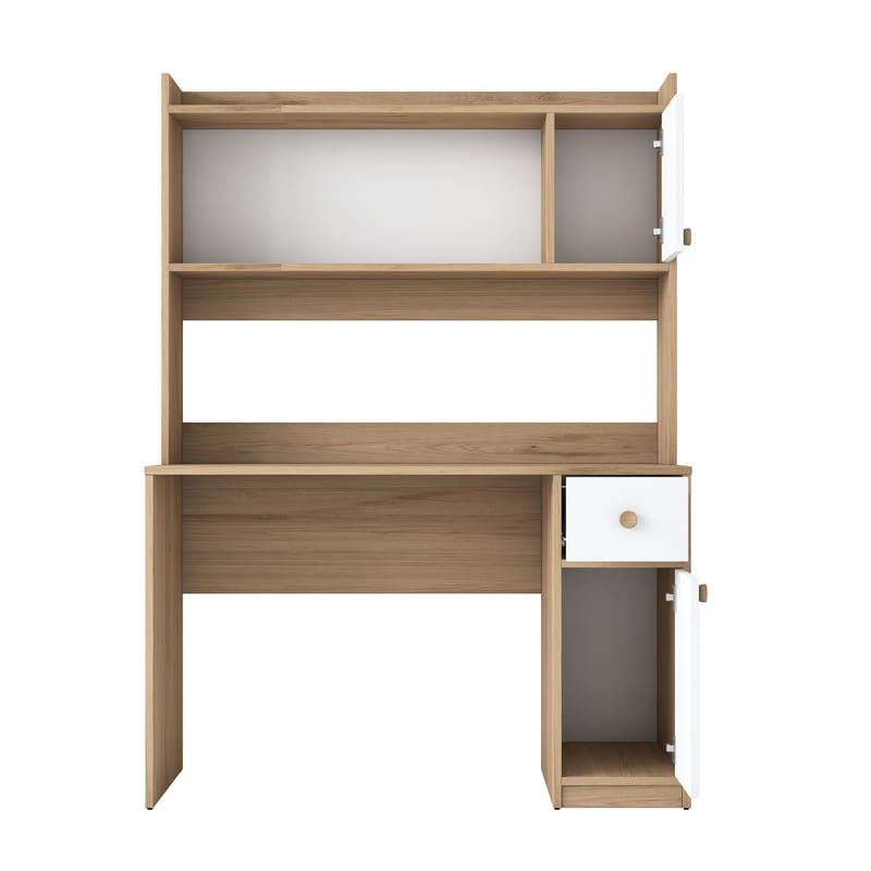 Skrivebord og bokhylle Wallxpert Dara (120 x 166 x 50 cm) Valnøtt hvit - Valnøtt og hvit - Møbler - Bord - Kontorbord - Skrivebord