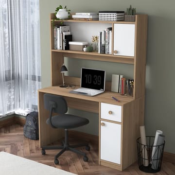 Skrivebord og bokhylle Wallxpert Dara (120 x 166 x 50 cm) Valnøtt hvit - Valnøtt og hvit - Møbler - Bord - Kontorbord - Skrivebord
