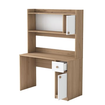 Skrivebord og bokhylle Wallxpert Dara (120 x 166 x 50 cm) Valnøtt hvit - Valnøtt og hvit - Møbler - Bord - Kontorbord - Skrivebord