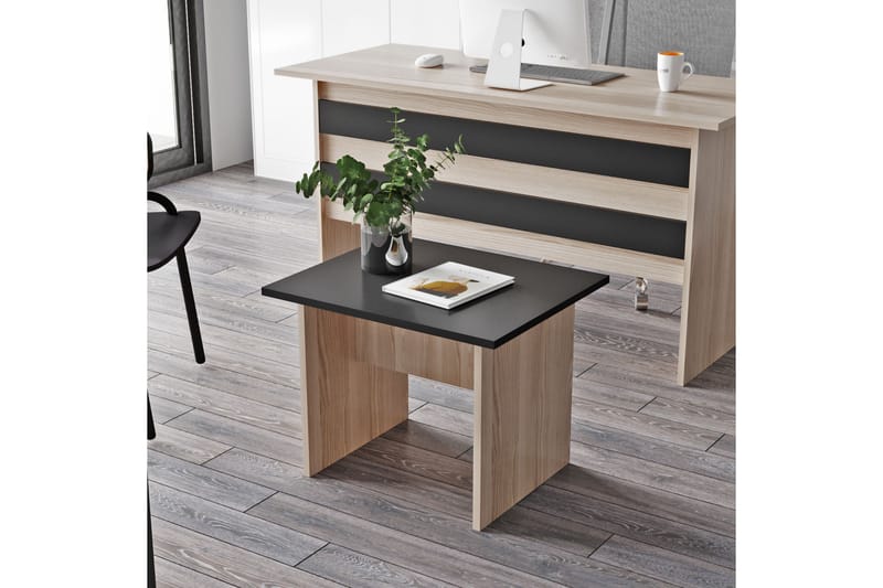 Okani Skrivebord 140 cm med fotskammel - Natur / Svart - Møbler - Bord - Kontorbord - Skrivebord