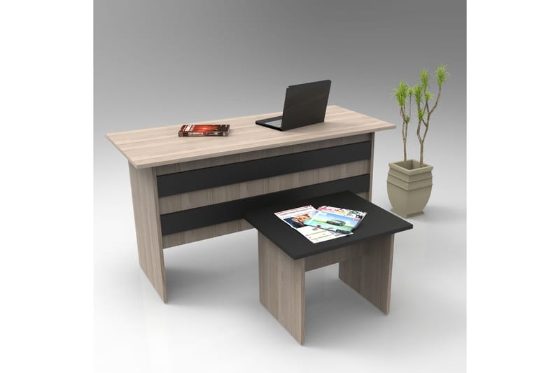 Okani Skrivebord 140 cm med fotskammel - Natur / Svart - Skrivebord