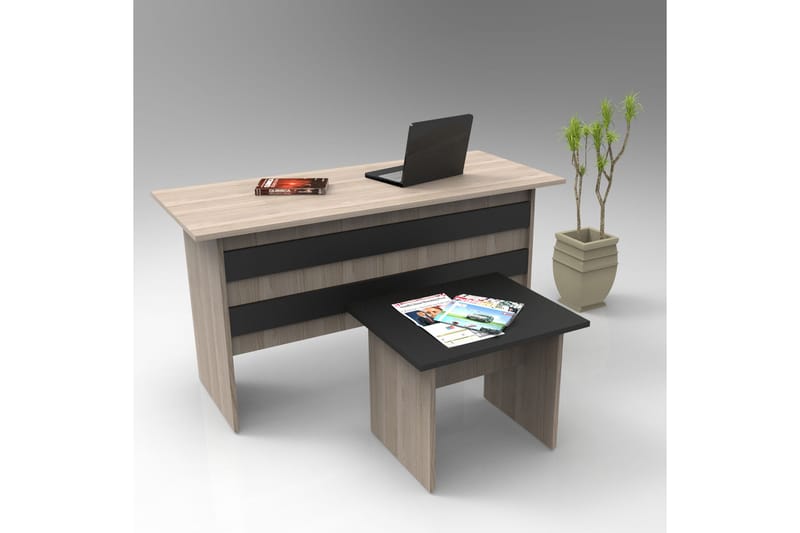 Okani Skrivebord 140 cm med fotskammel - Natur / Svart - Møbler - Bord - Kontorbord - Skrivebord