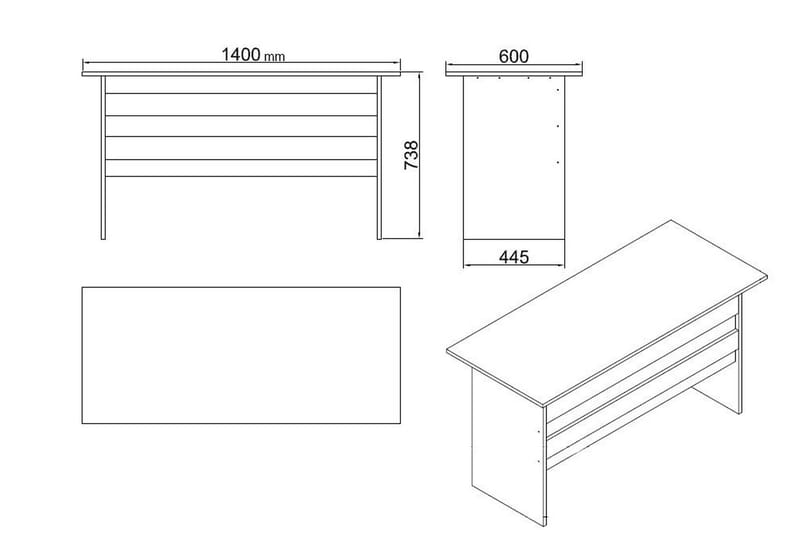 Okani Skrivebord 140 cm med fotskammel - Natur / Svart - Skrivebord