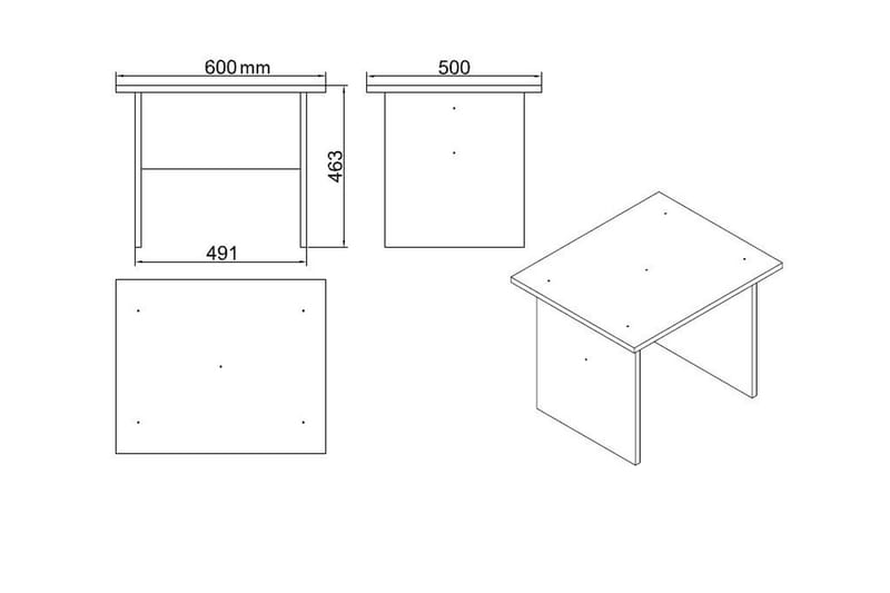 Okani Skrivebord 140 cm med fotskammel - Natur / Svart - Skrivebord