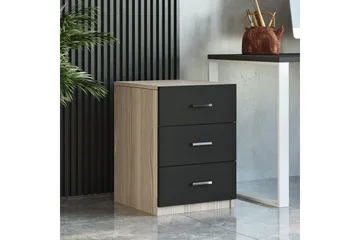 Okani Skrivebord 140 cm med oppbevaring og fotskammel - Natur / Svart - Møbler - Bord - Kontorbord - Skrivebord