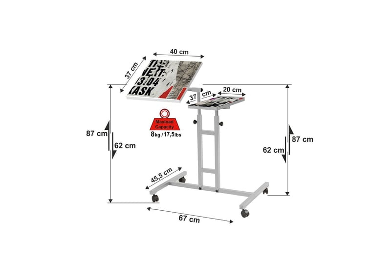 Ollier StåSkrivebord 67 cm - Hvit - Møbler - Bord - Kontorbord - Skrivebord - Hev og senkbart skrivebord