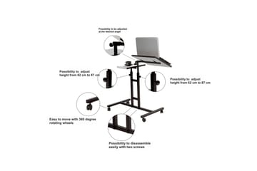 Ollier StåSkrivebord 67 cm - Hvit/Svart - Møbler - Bord - Kontorbord - Skrivebord - Hev og senkbart skrivebord