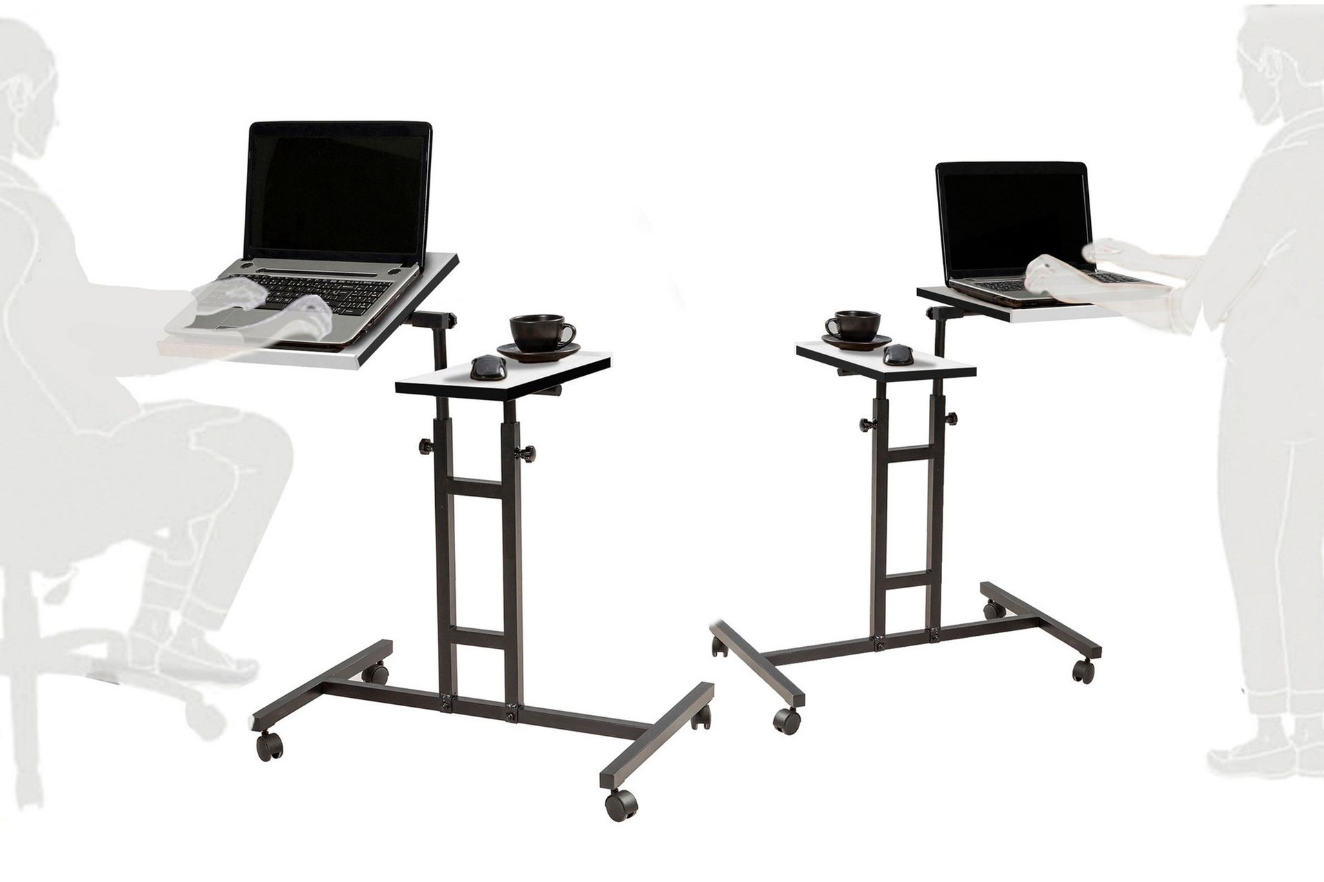 Ollier StåSkrivebord 67 cm - Hvit/Svart - Møbler - Bord - Kontorbord - Skrivebord - Hev og senkbart skrivebord
