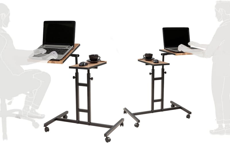 Ollier Ståskrivebord 67 cm - Tre/Natur/Svart - Hev og senkbart skrivebord - Skrivebord