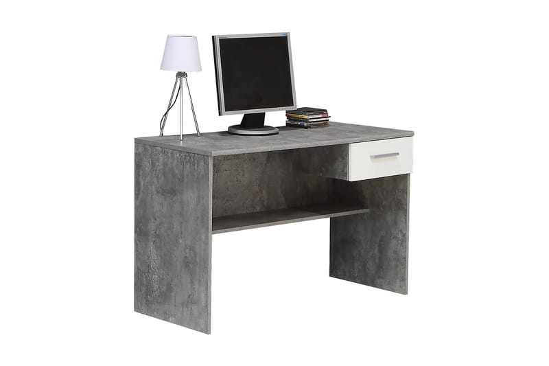Paesley Skrivebord 110 cm med Oppbevaringsskuff - Grå/Hvit - Skrivebord