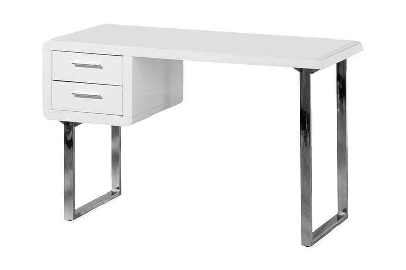 Pallas Skrivebord 120 cm med Oppbevaring 2 Skuffer - Hvit/Krom - Møbler - Bord - Kontorbord - Skrivebord