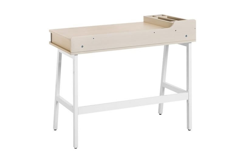 PaRammearibo Skrivebord 100 cm med Oppbevaring - Hvit/Lysebrun - Møbler - Bord - Kontorbord - Skrivebord