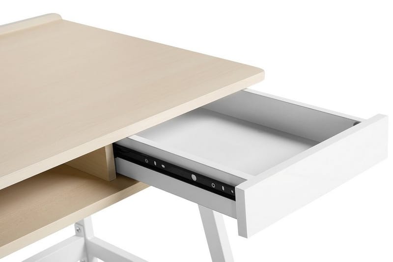 PaRammearibo Skrivebord 100 cm med Oppbevaring - Hvit/Lysebrun - Møbler - Bord - Kontorbord - Skrivebord