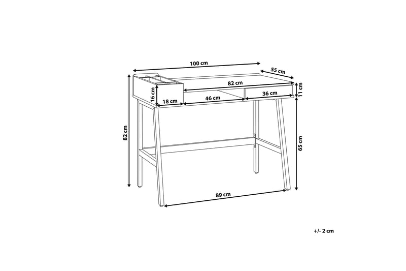 PaRammearibo Skrivebord 100 cm med Oppbevaring - Hvit/Lysebrun - Møbler - Bord - Kontorbord - Skrivebord