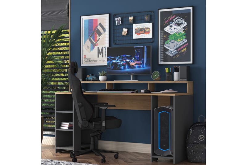 Parsant Skrivebord 160 cm - Valnøtt/Antrasitt - Møbler - Bord - Kontorbord - Skrivebord