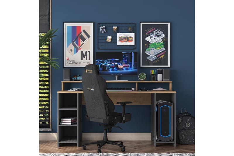 Parsant Skrivebord 160 cm - Valnøtt/Antrasitt - Møbler - Bord - Kontorbord - Skrivebord