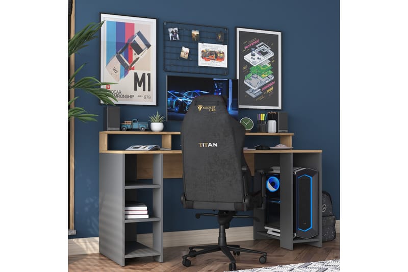 Parsant Skrivebord 160 cm - Valnøtt/Antrasitt - Møbler - Bord - Kontorbord - Skrivebord