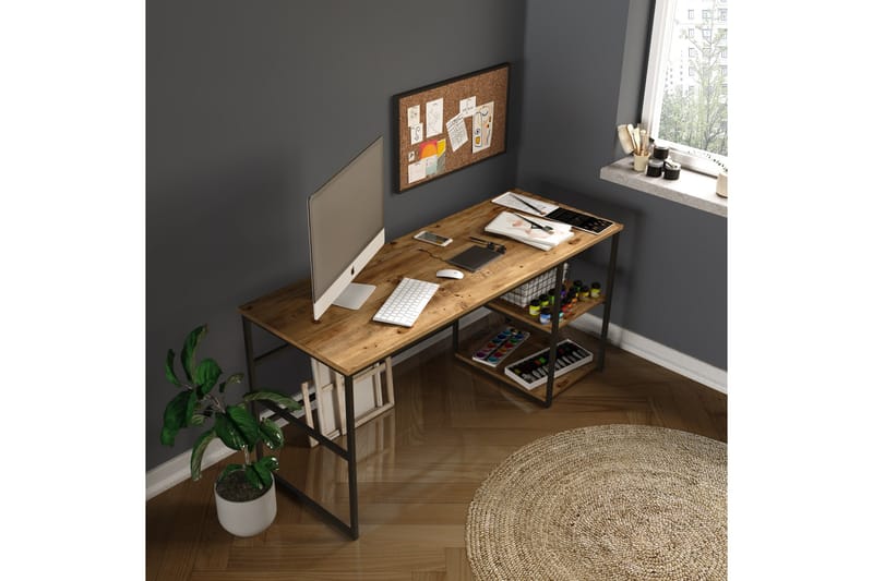 Parythe Skrivebord 160x75x160 cm med oppbevaring - Grønn - Møbler - Bord - Kontorbord - Skrivebord