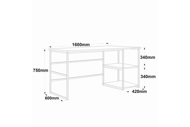 Parythe Skrivebord 160x75x160 cm med oppbevaring - Grønn - Skrivebord