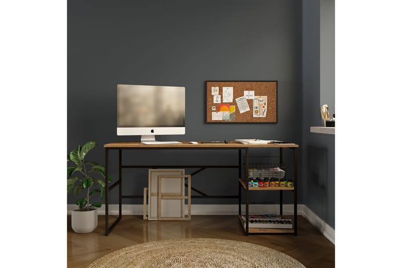 Parythe Skrivebord 160x75x160 cm med oppbevaring - Grønn - Skrivebord