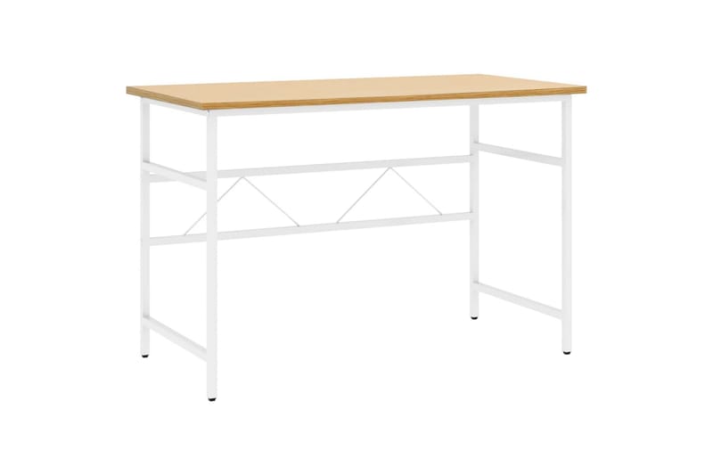 PC-bord hvit og lys eik 105x55x72 cm MDF og metall - Brun - Skrivebord