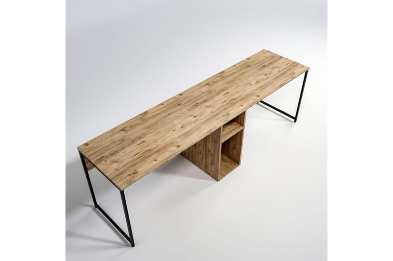 Pellafol Skrivebord 140 cm med Oppbevaringshyller - Natur/Svart - Skrivebord