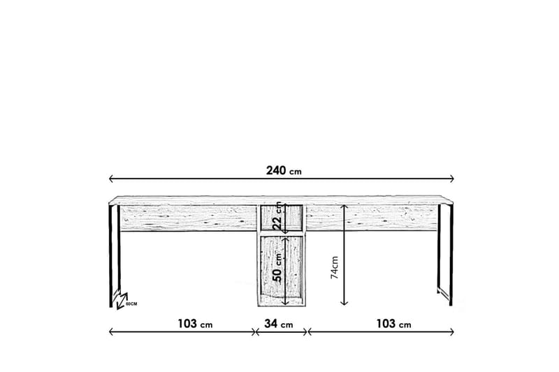 Pellafol Skrivebord 140 cm med Oppbevaringshyller - Natur/Svart - Skrivebord