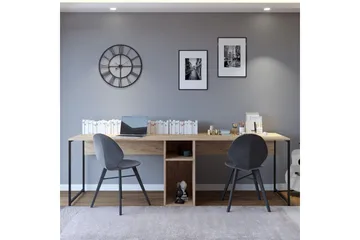 Pellafol Skrivebord 140 cm med Oppbevaringshyller - Natur/Svart - Møbler - Bord - Kontorbord - Skrivebord