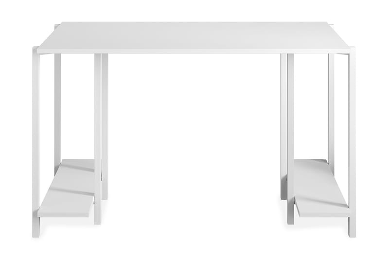 Pinnarp Skrivebord 125 cm med Oppbevaring 2 Hyller - Hvit - Skrivebord