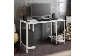 Pinnarp Skrivebord 125 cm med Oppbevaring 2 Hyller - Hvit - Møbler - Bord - Kontorbord - Skrivebord