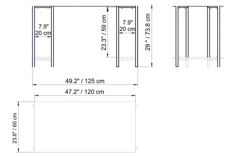 Pinnarp Skrivebord 125 cm med Oppbevaring 2 Hyller Marmormøn - Grå - Møbler - Bord - Kontorbord - Skrivebord