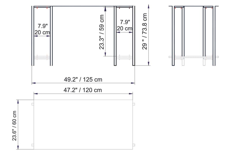 Pinnarp Skrivebord 125 cm med Oppbevaring 2 Hyller Marmormøn - Grå - Møbler - Bord - Kontorbord - Skrivebord
