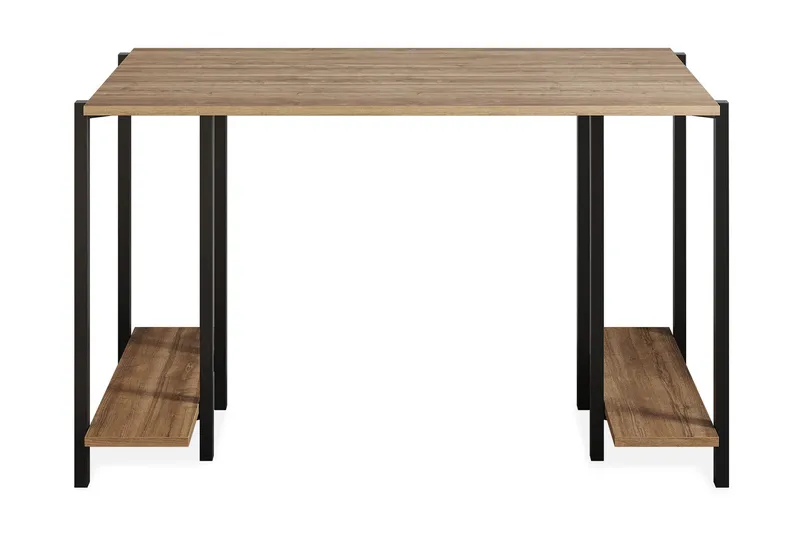 Pinnarp Skrivebord 125 cm med Oppbevaring 2 Hyller, Natur/Svart