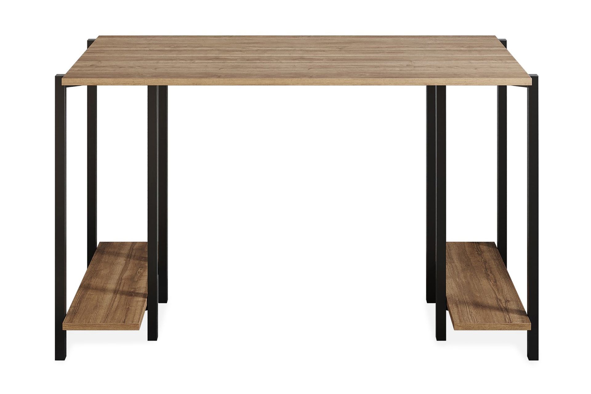 Pinnarp Skrivebord 125 cm med Oppbevaring 2 Hyller - Natur/Svart