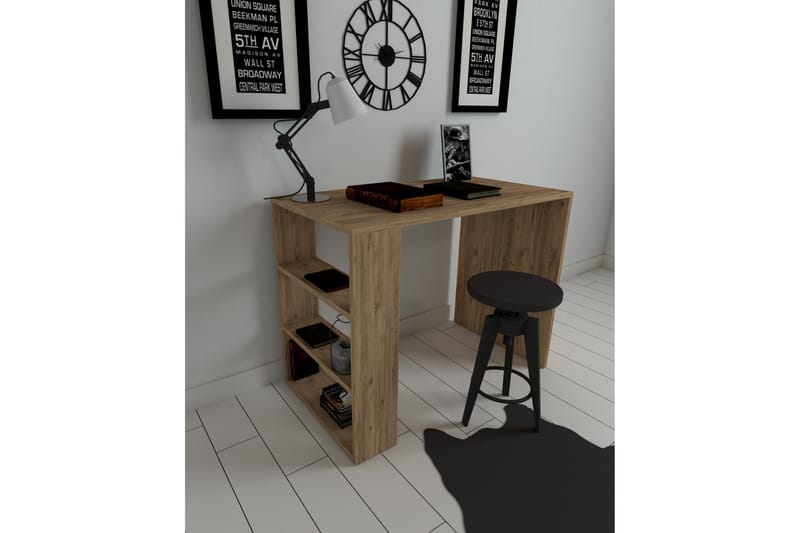 Postlethwaite Skrivebord 90 cm med Oppbevaringshyller - Valnøttsbrun - Møbler - Bord - Kontorbord - Skrivebord