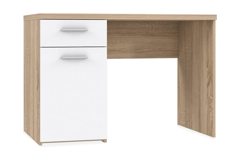Priesmeyer Skrivebord 110 cm med Oppbevaring Skuff + Skap - Brun/Hvit - Møbler - Bord - Kontorbord - Skrivebord