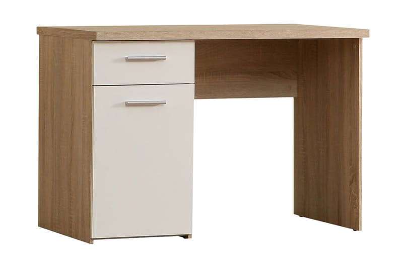 Priesmeyer Skrivebord 110 cm med Oppbevaring Skuff + Skap - Brun/Hvit - Møbler - Bord - Kontorbord - Skrivebord