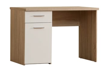 Priesmeyer Skrivebord 110 cm med Oppbevaring Skuff + Skap - Brun/Hvit - Møbler - Bord - Kontorbord - Skrivebord