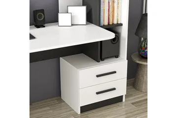 Puijas Skrivebord 120 cm med Oppbevaring Skuff+Hyller+Vegghy - Hvit/Svart - Møbler - Bord - Kontorbord - Skrivebord