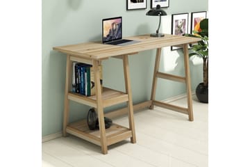 Puqa Design Skrivebord 120 cm med Oppbevaring 2 Hyller - Lyse Tre - Møbler - Bord - Kontorbord - Skrivebord