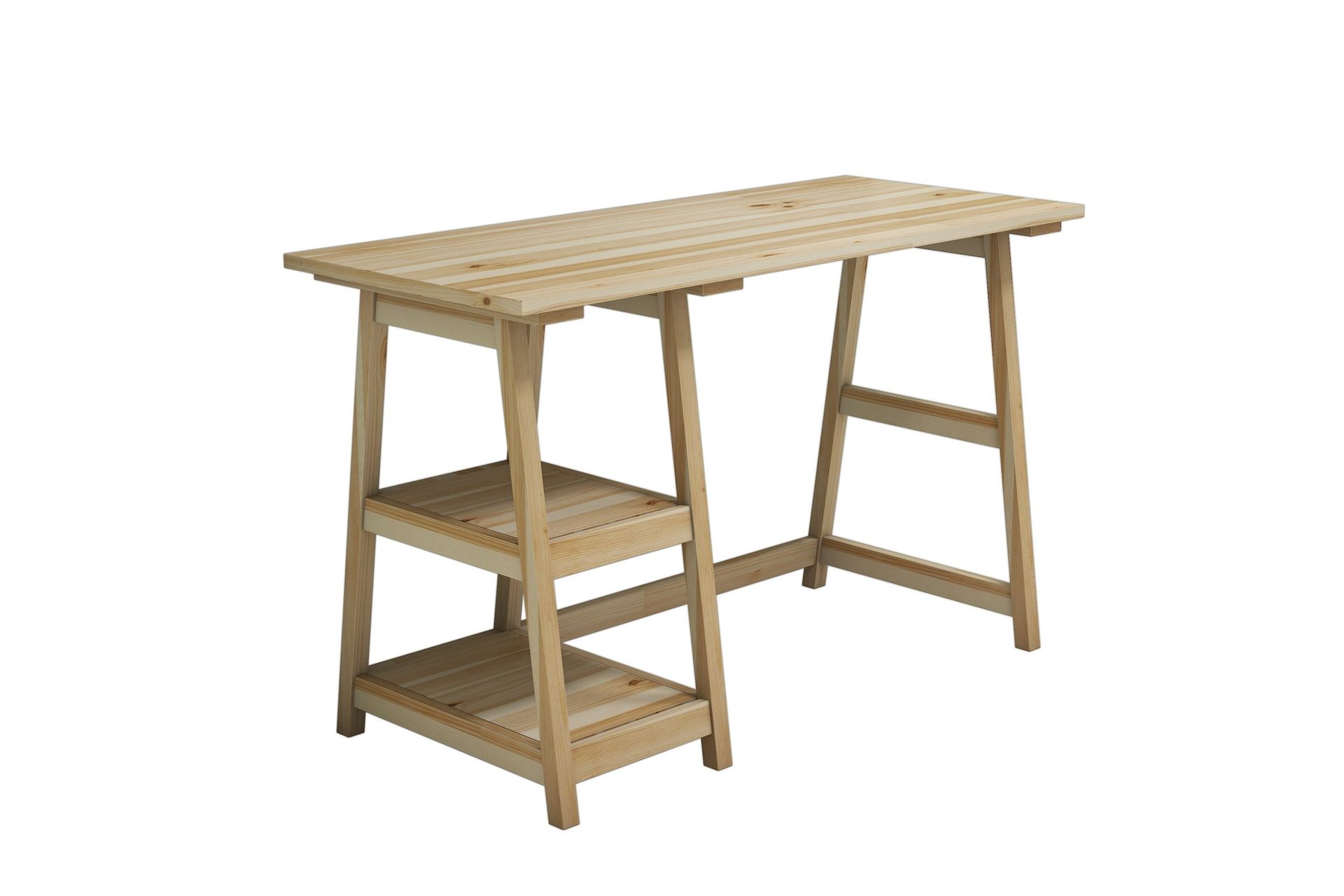 Puqa Design Skrivebord 120 cm med Oppbevaring 2 Hyller - Lyse Tre - Møbler - Bord - Kontorbord - Skrivebord