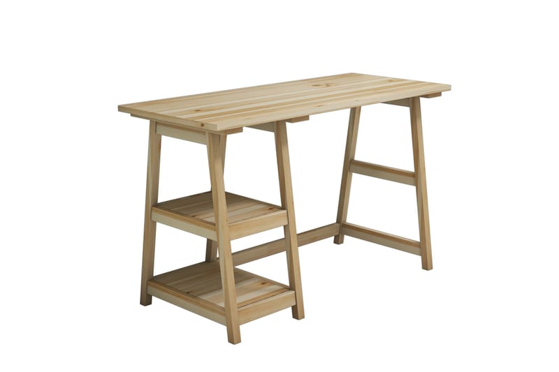 Puqa Design Skrivebord 120 cm med Oppbevaring 2 Hyller - Lyse Tre - Møbler - Bord - Kontorbord - Skrivebord