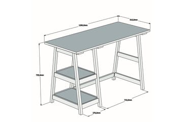 Puqa Design Skrivebord 120 cm med Oppbevaring 2 Hyller - Lyse Tre - Møbler - Bord - Kontorbord - Skrivebord