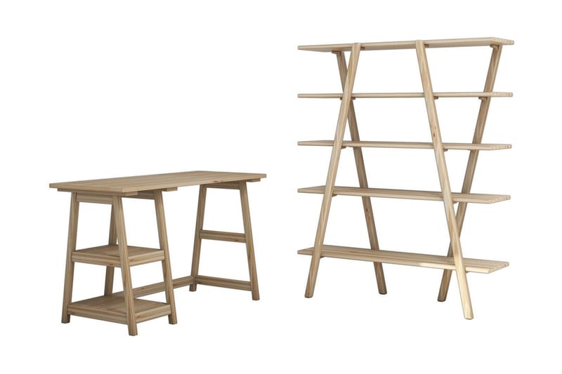 Puqa Design Skrivebord 120 cm med Oppbevaring Hyller - Brun - Møbler - Bord - Kontorbord - Skrivebord
