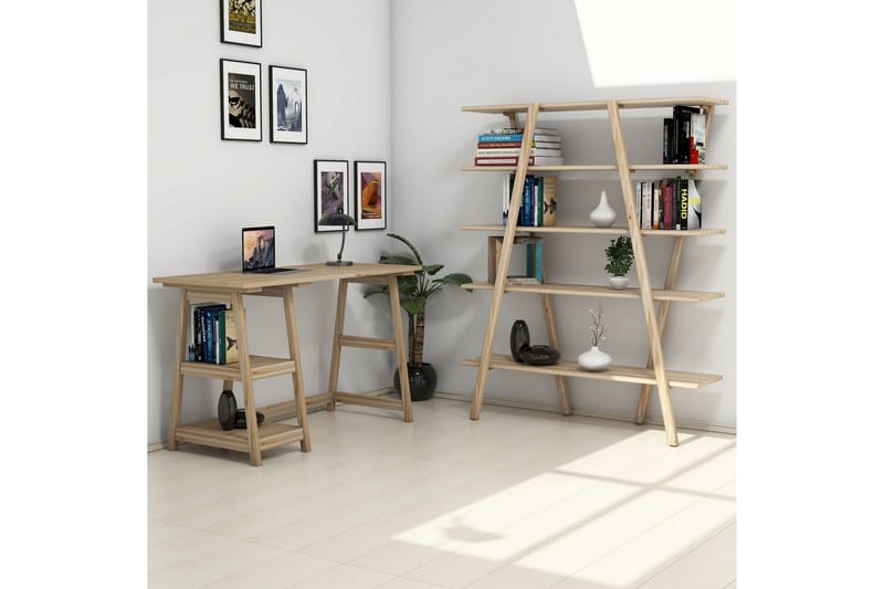 Puqa Design Skrivebord 120 cm med Oppbevaring Hyller - Brun - Møbler - Bord - Kontorbord - Skrivebord