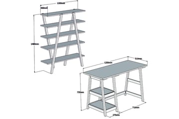 Puqa Design Skrivebord 120 cm med Oppbevaring Hyller - Mørkebrun - Møbler - Bord - Kontorbord - Skrivebord