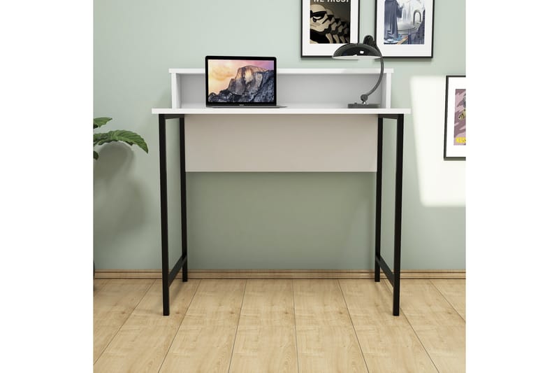 Puqa Design Skrivebord 90 cm med Oppbevaringshylle - Hvit/Svart - Møbler - Bord - Kontorbord - Skrivebord