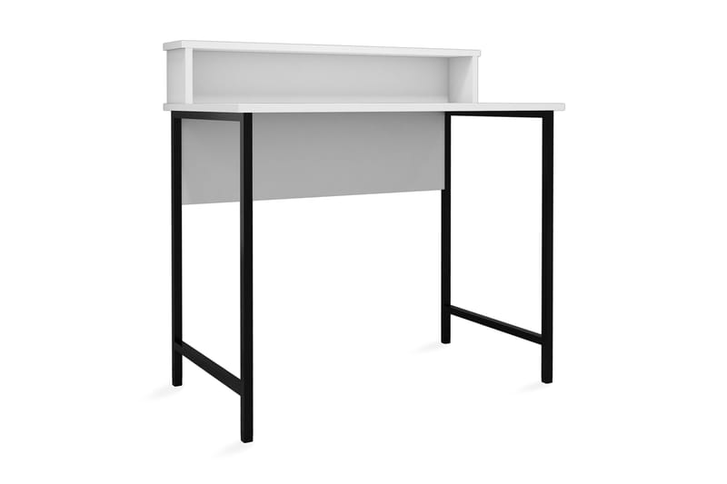 Puqa Design Skrivebord 90 cm med Oppbevaringshylle - Hvit/Svart - Skrivebord