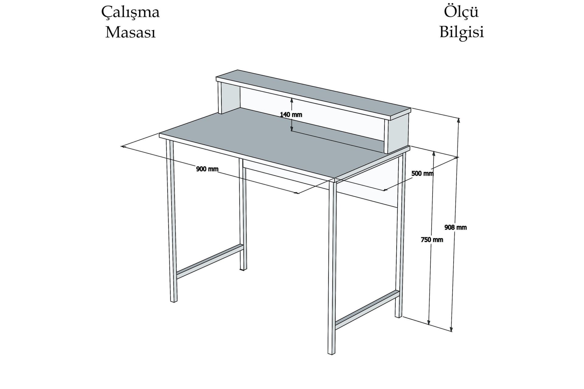 Puqa Design Skrivebord 90 cm med Oppbevaringshylle - Valnøttsbrun/Svart - Møbler - Bord - Kontorbord - Skrivebord