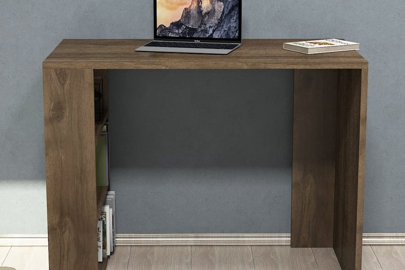 Puqa Design Skrivebord 90 cm med Oppbevaringshyller - Valnøttsbrun - Møbler - Bord - Kontorbord - Skrivebord